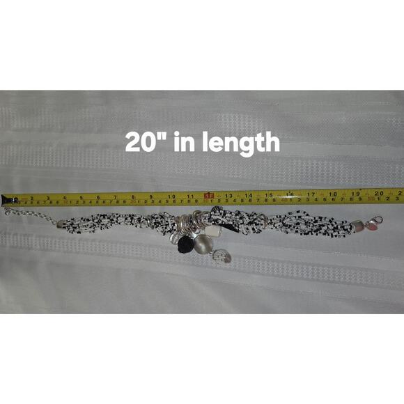 Chicos Black White Beaded Statement Necklace Small beads Costume 20" Indian - Picture 8 of 11